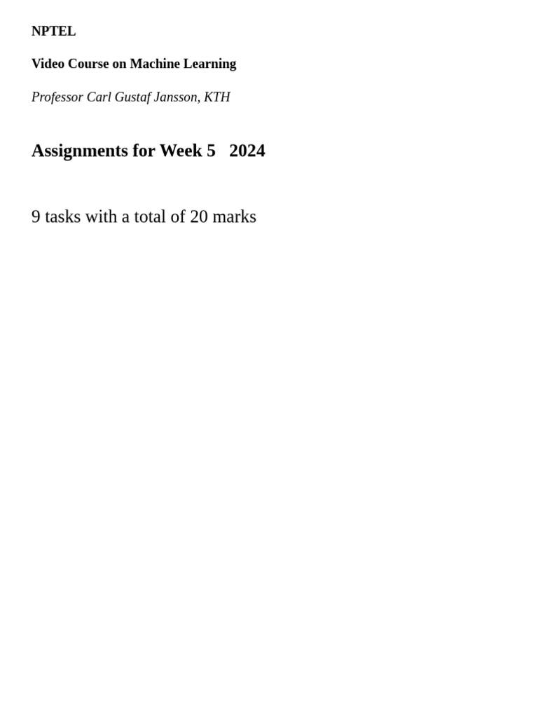 Machine Learning Week 5 Assignments 2024 | PDF | Theoretical Computer ...