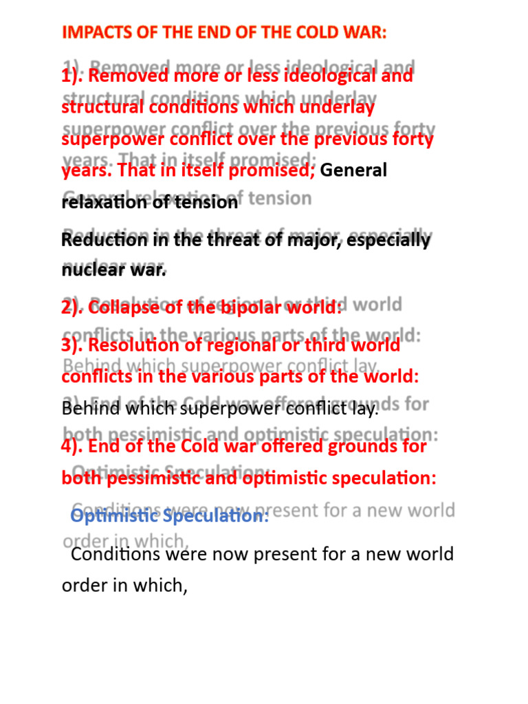 Impacts of The Cold War.. This The Last True One | PDF | New World ...