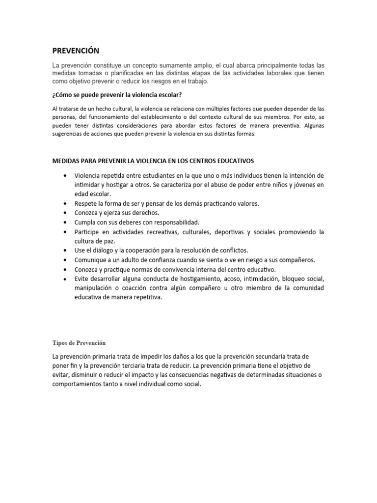 Prevención de la Violencia Escolar | PDF | Educación más alta | Violencia