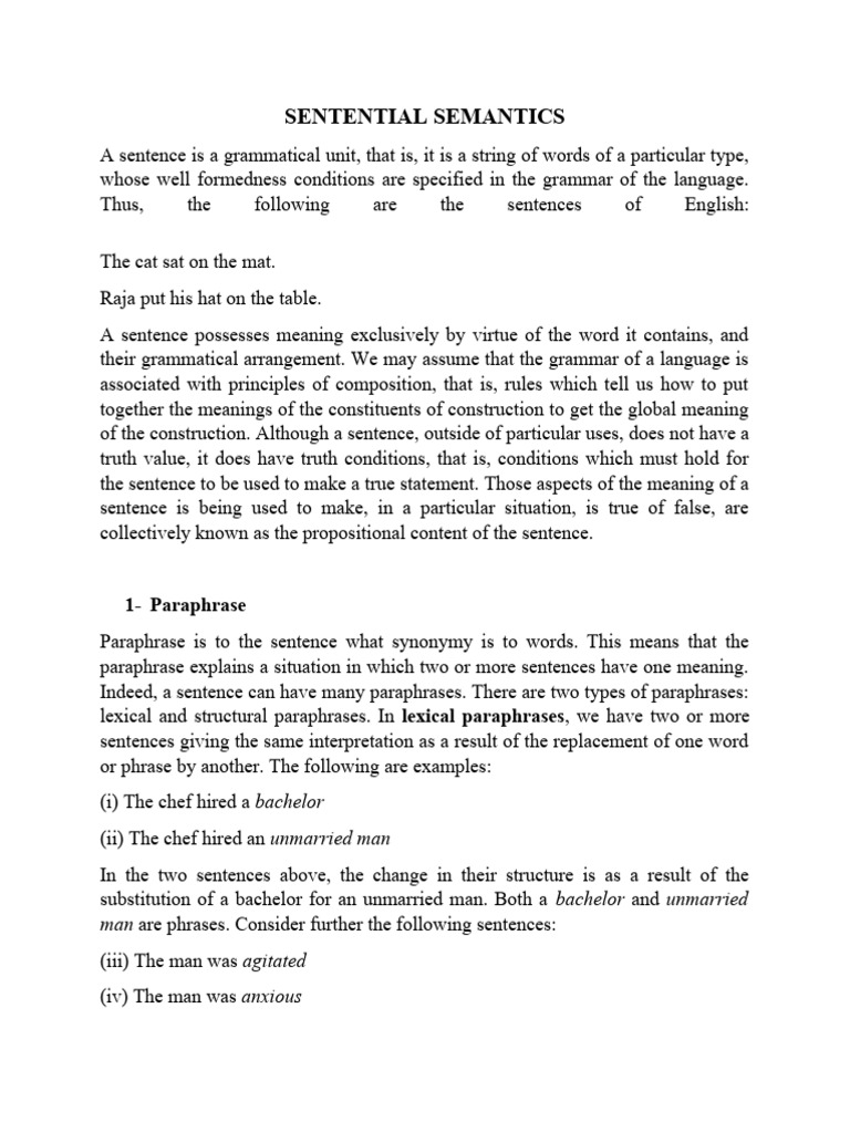 Understanding Sentential Semantics | PDF | Semantics | Ambiguity