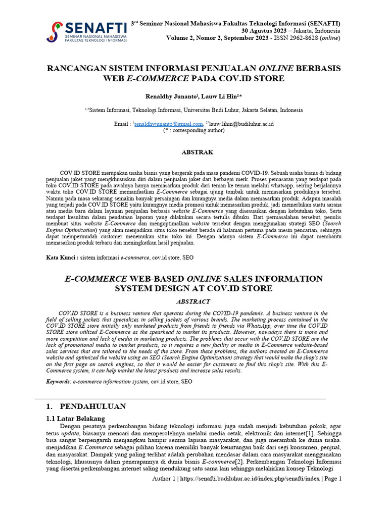 Rancangan Sistem Informasi Penjualan Online Berbasis Web E Commerce
