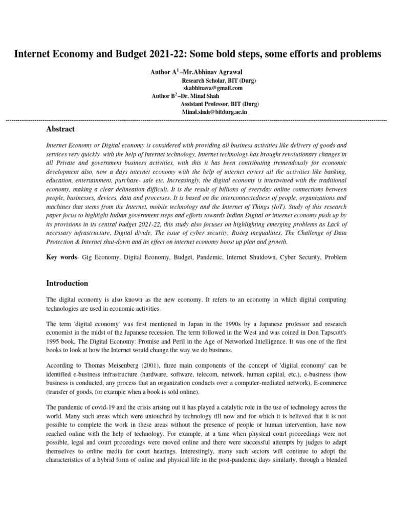 Indian Digital Economy Budget 2021-22 Insights | PDF | Internet ...