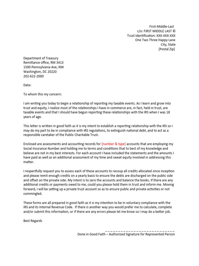 IRS Cover Letter for Tax Reporting | PDF | Internal Revenue Service | Debt