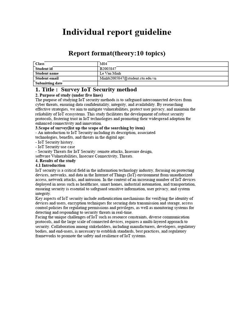 Integrated Report and Individual PDF Of Things Computer Security