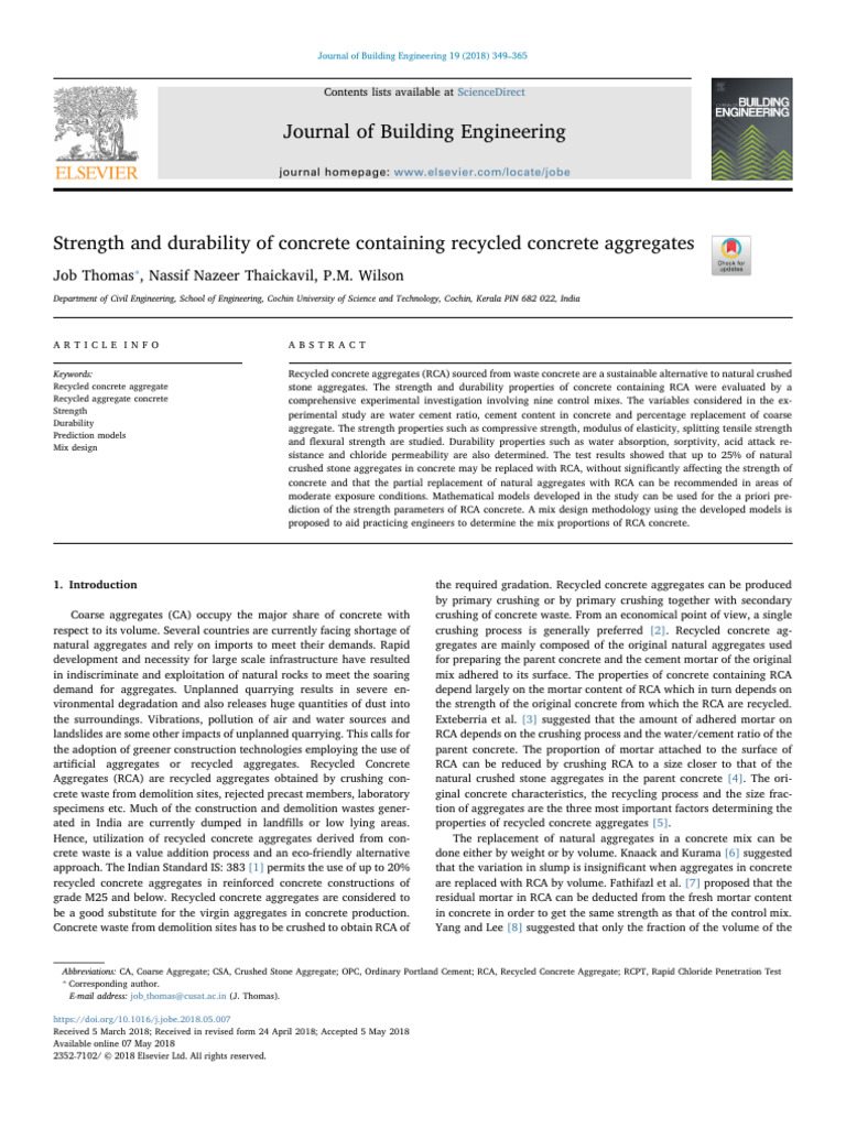 Strength & Durability of Recycled Concrete | PDF | Concrete ...