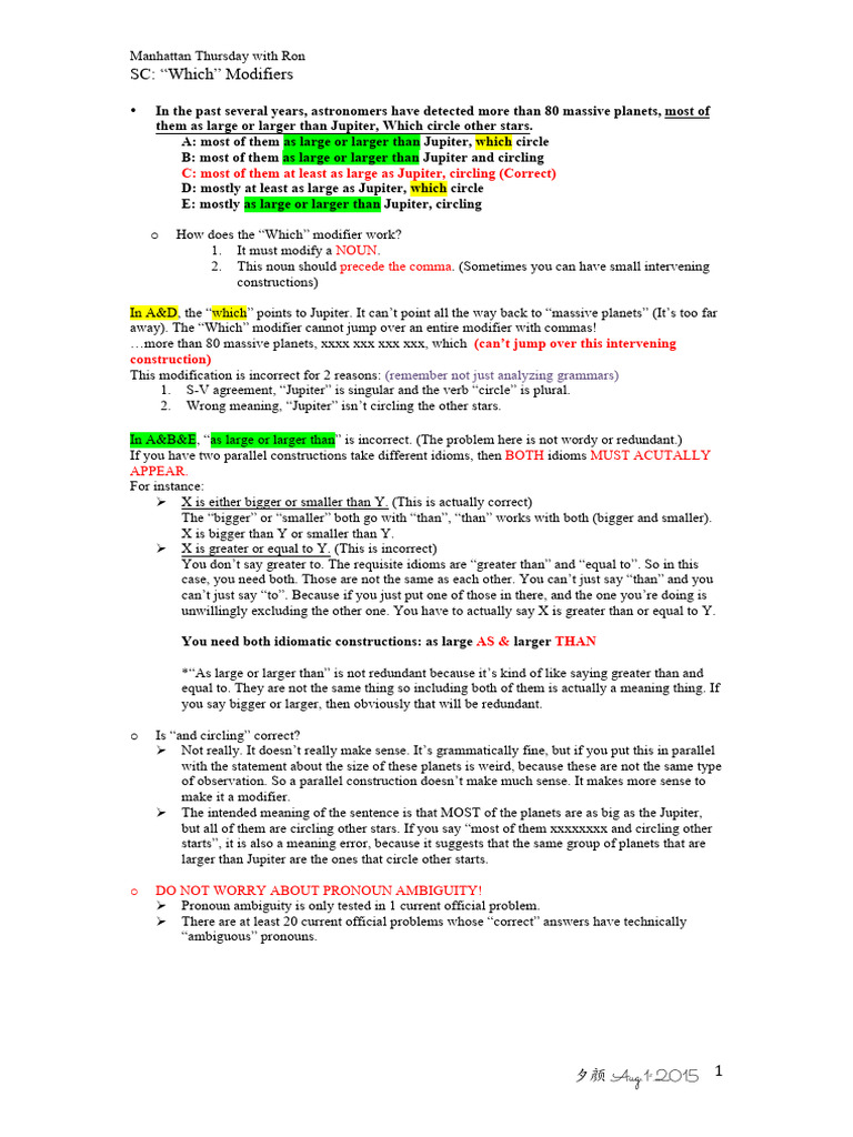 SC-Which Modifier | PDF | Noun | Verb