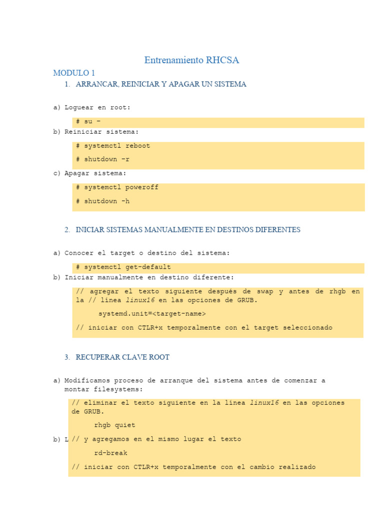 Guía RHCSA: Arranque y Configuración de Red | PDF | Ciencias de la ...