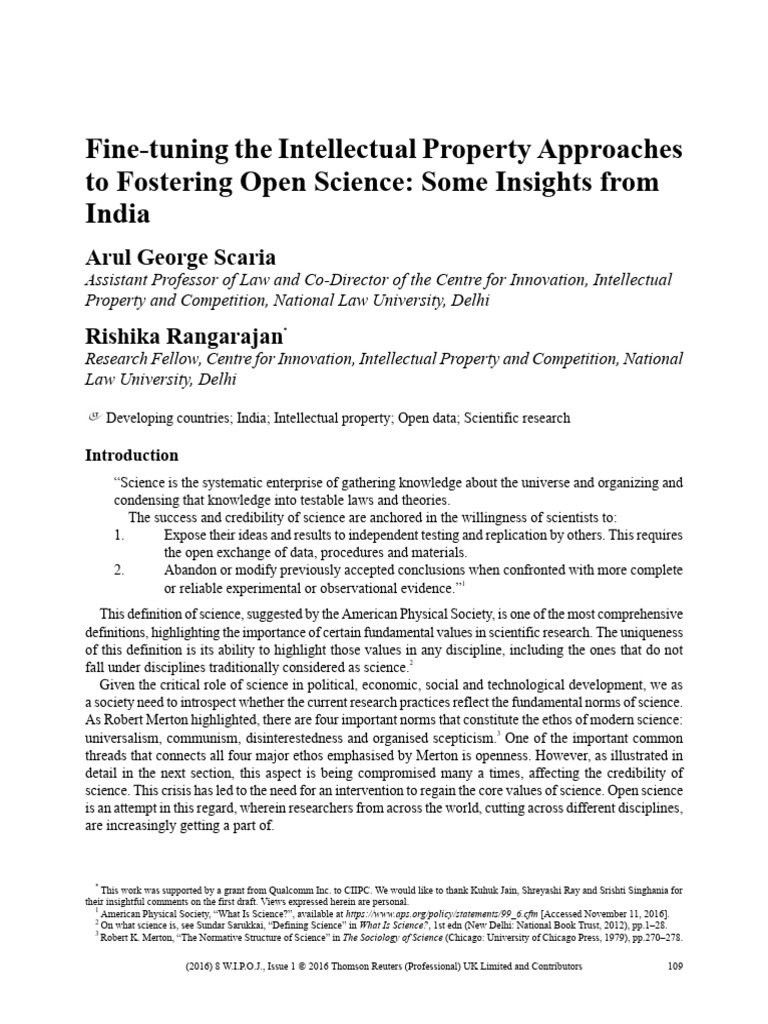 'Fine-Tuning The Intellectual Property Approaches To Fostering Open ...