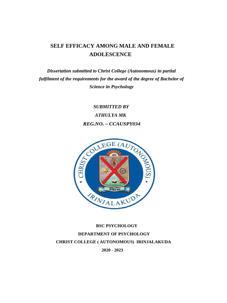 Self-Efficacy in Male and Female Adolescents | PDF | Self Efficacy ...