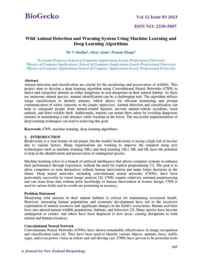 Wild Animal Detection System | PDF | Artificial Neural Network | Deep ...