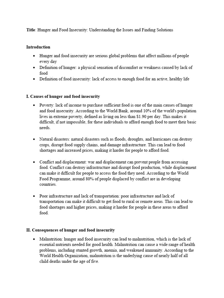 Addressing Hunger and Food Insecurity | PDF | Food Security | Hunger