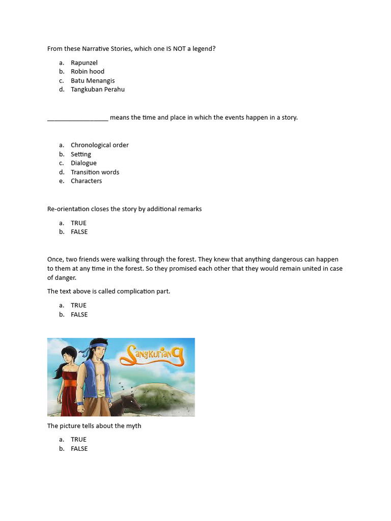Contoh Soal Narrative Text Essay Singkat