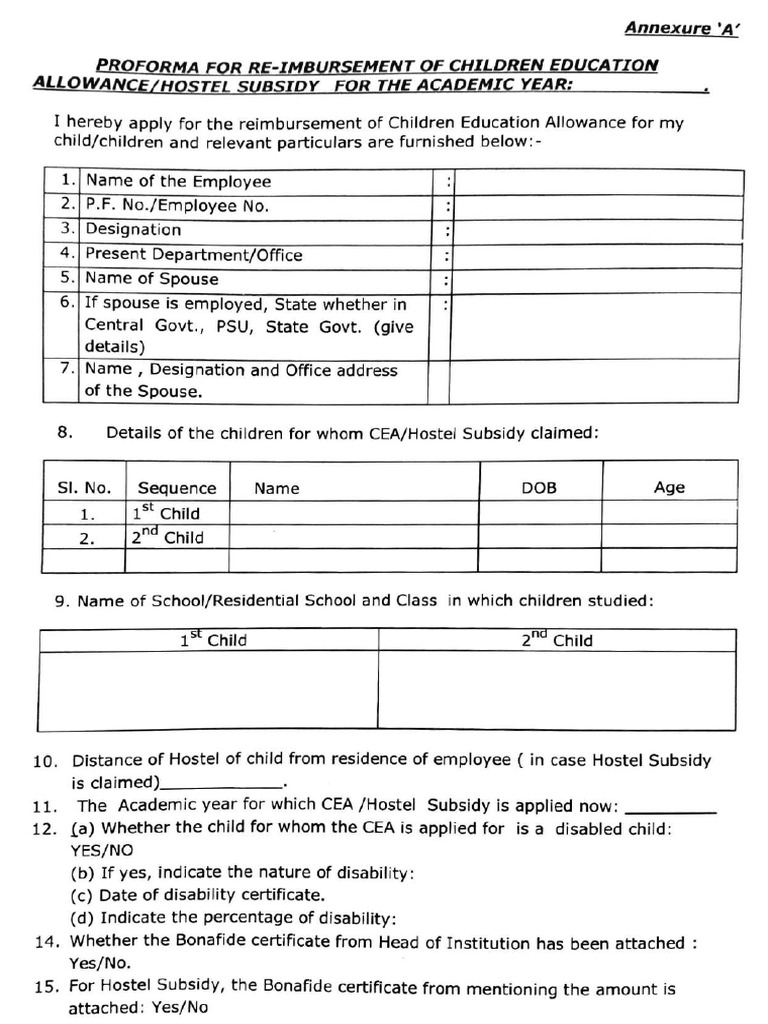 Bonafide Certificate Child Allowance | PDF
