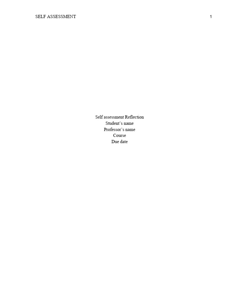Self Assessment Reflection Guide | PDF | Communication | Behavior