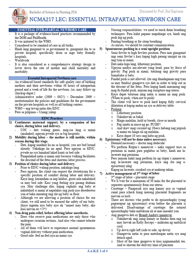 EINC Guidelines for Safe Newborn Care | PDF | Breastfeeding | Infants