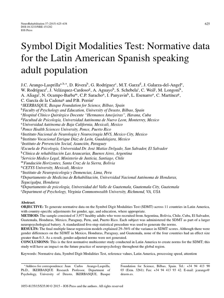 Symbol Digit Modalities Test | PDF | Effect Size | Latin America