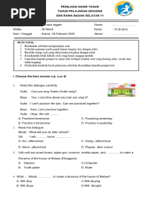 Soal Pat Bahasa Inggris Kelas 6 TP 23 24