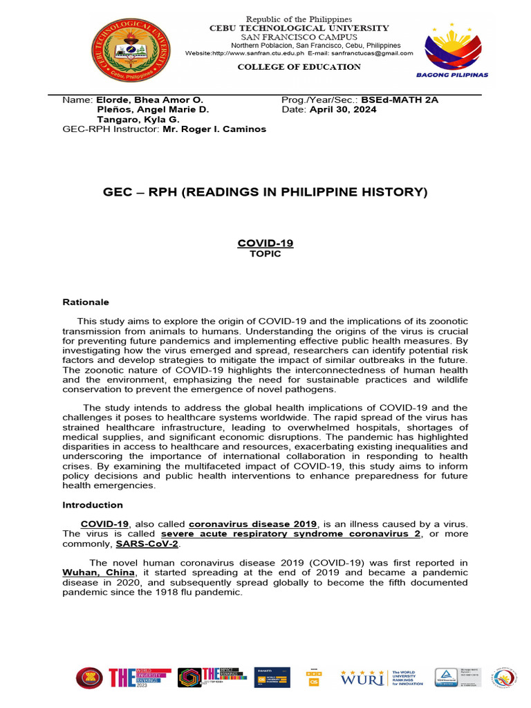 COVID-19's Impact on the Philippines | PDF | Epidemiology | Medical ...