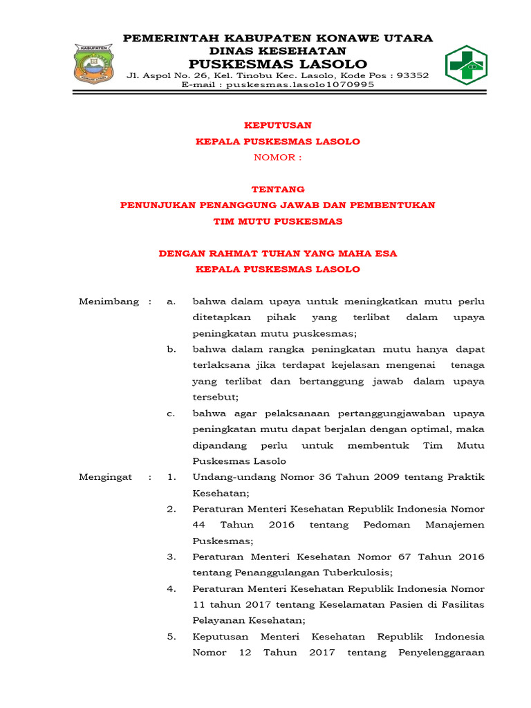 5.1.1.a SK Tim Mutu Jan 2024 | PDF