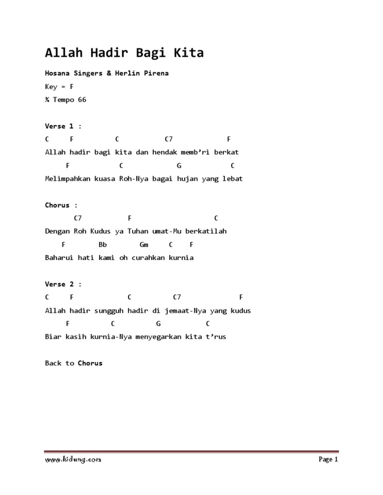 Allah Hadir Bagi Kita Chords