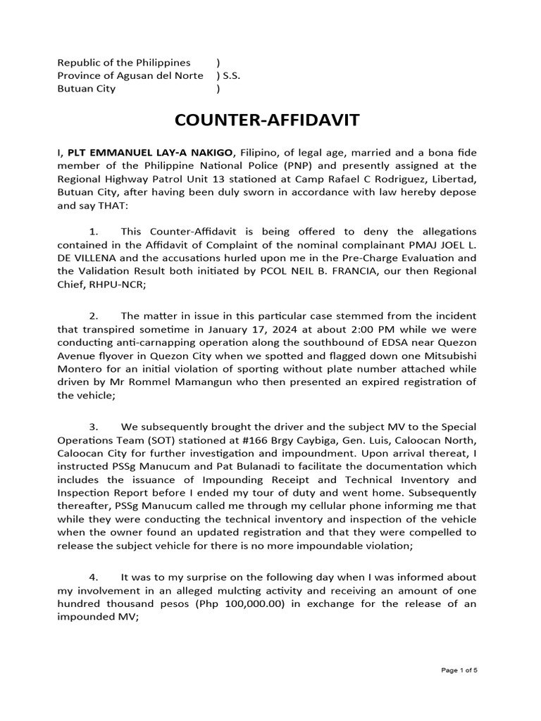 Counter-Affidavit PLT NAKIGO | Download Free PDF | Hearsay | Witness