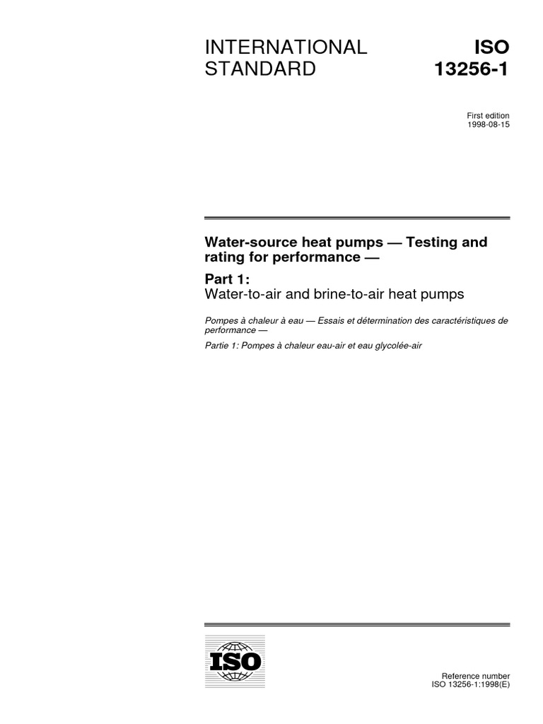 ISO 13256-1: Water-Source Heat Pumps | PDF | Heat Pump | Flow Measurement