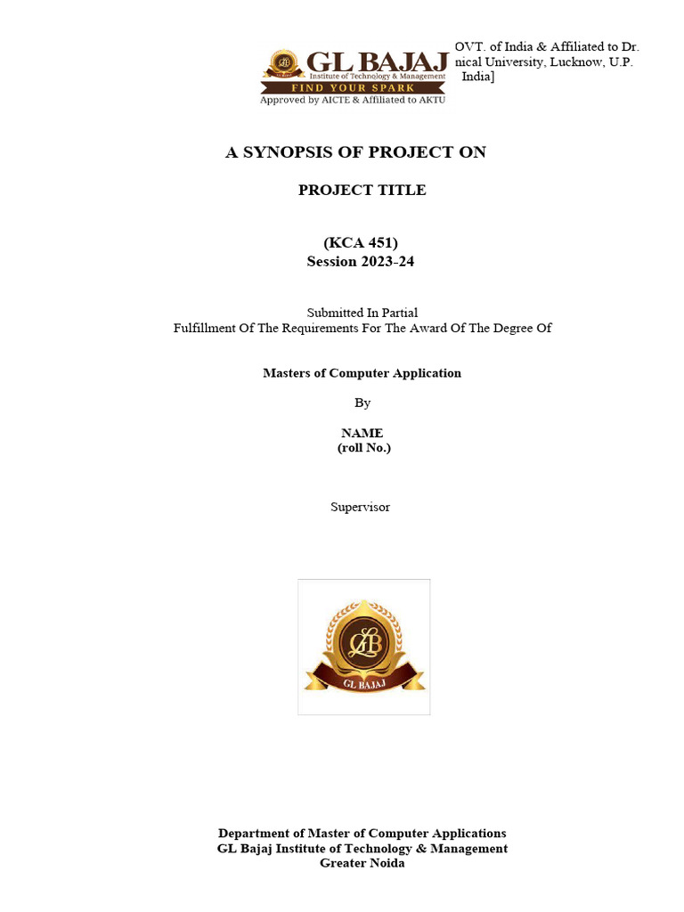 Synopsis Format For Project | PDF
