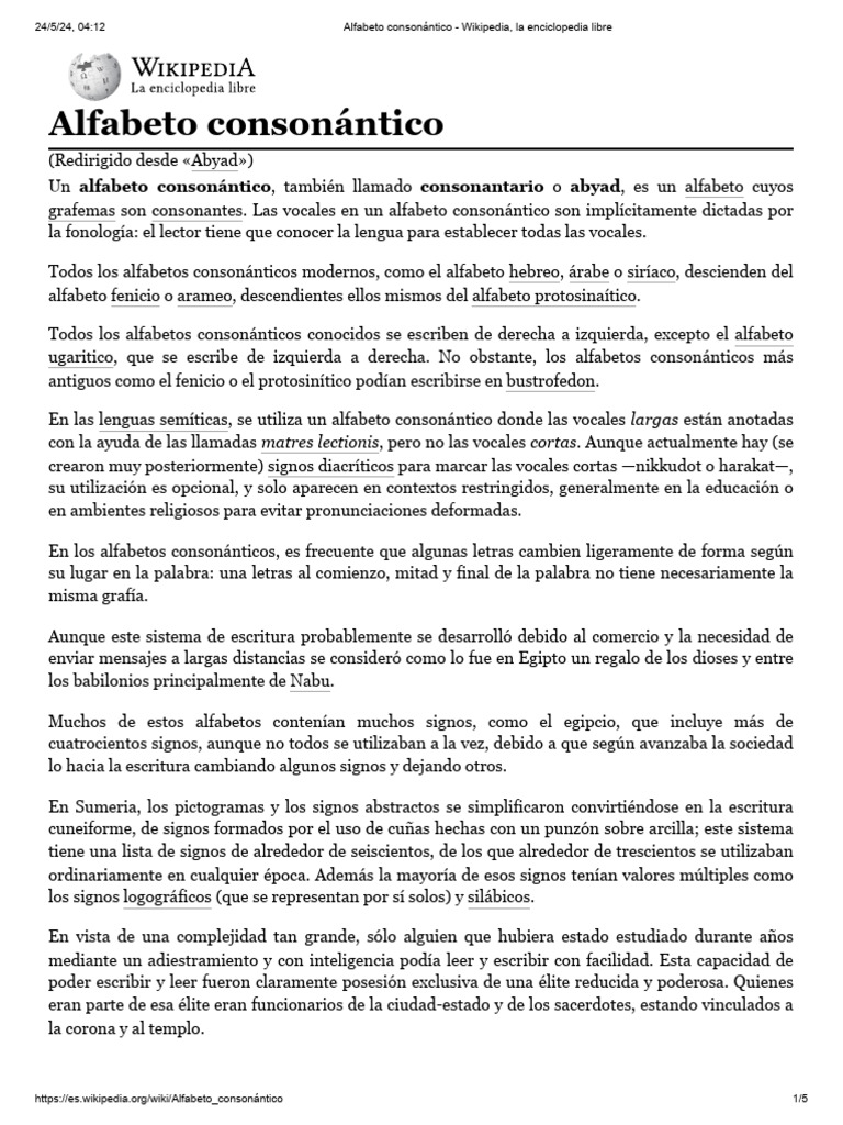 Alfabeto Consonántico Wikipedia, La Enciclopedia Libre Descargar