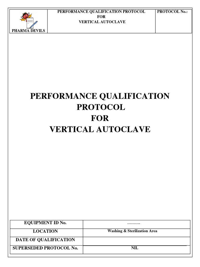 Performance Qualification Protocol For Vertical Autoclave PDF