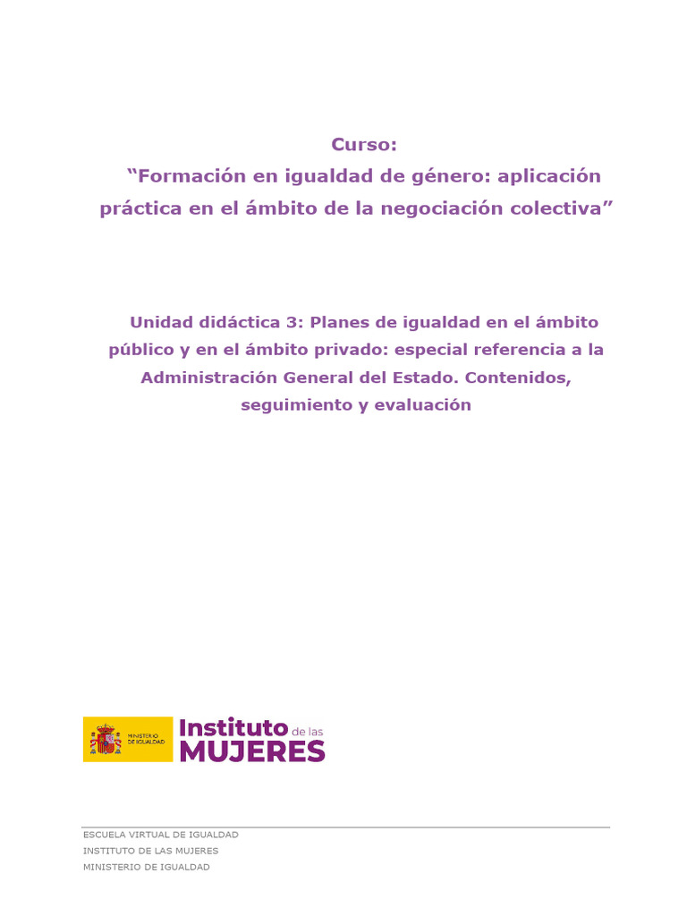 Curso Formación En Igualdad De Género Aplicación Práctica En El