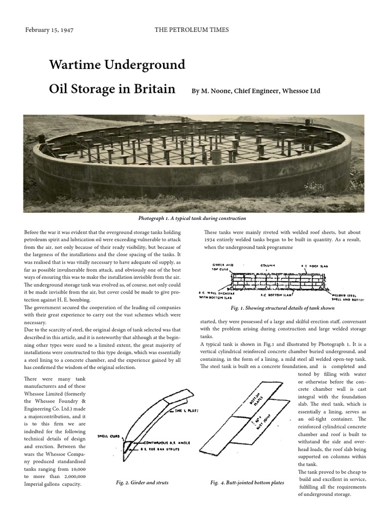 Wartime Underground Storage | PDF | Concrete | Tanks