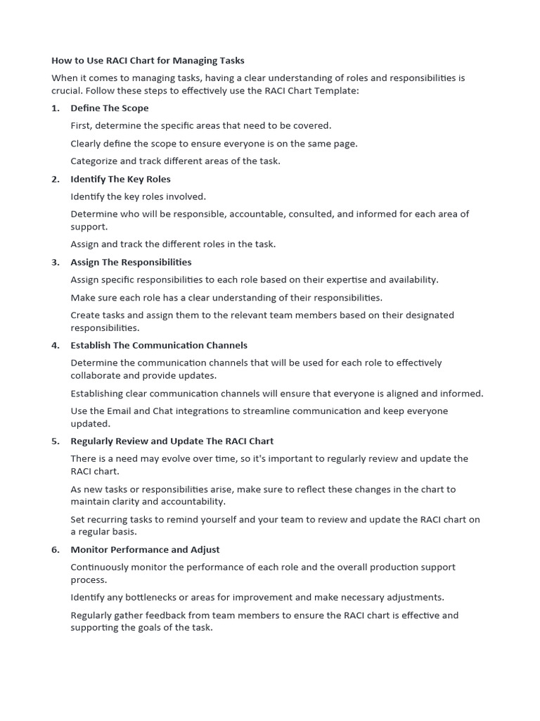 RACI Chart for Task Management Guide | PDF | Career & Growth | Business