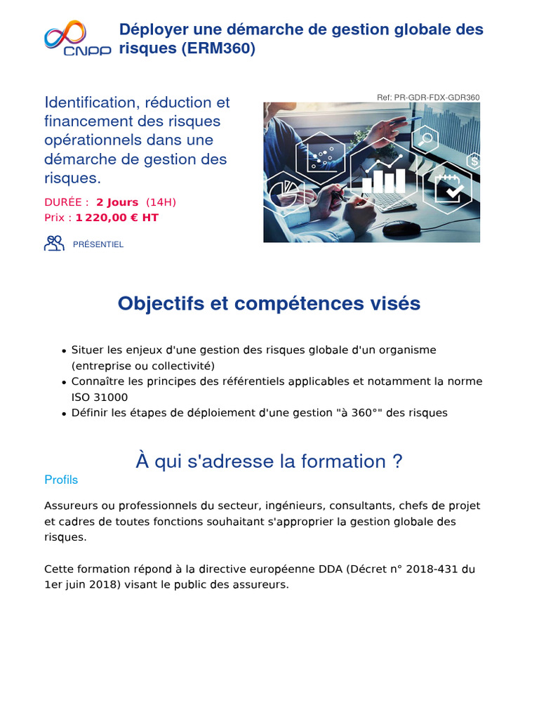 Formation en gestion globale des risques | PDF | Risque | Gestion des ...