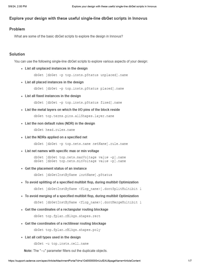 Innovus dbGet Scripts Guide | PDF | Computer Programming | Computer ...