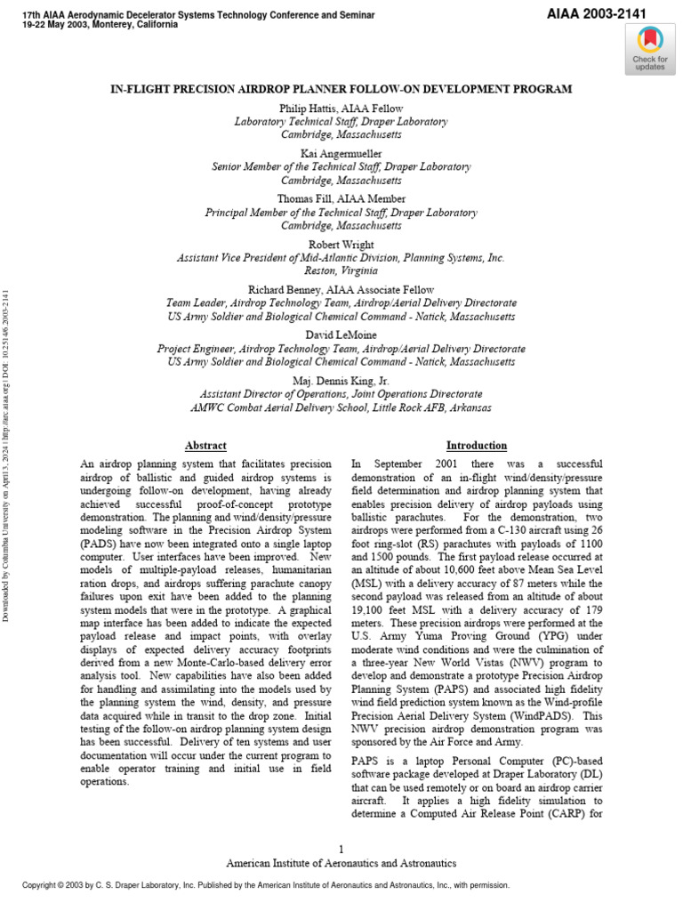 Precision Airdrop Planning System Development | PDF | Personal ...