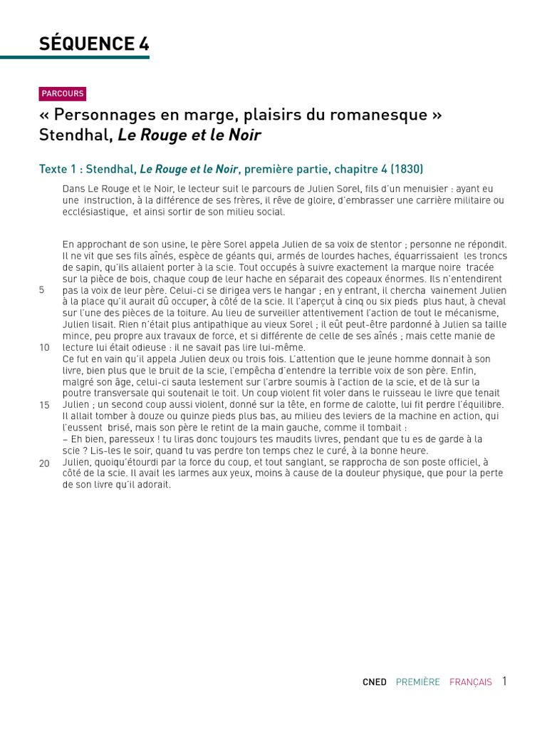CHAPITRE 2 Texte 1 Stendhal | PDF | Le Rouge et le Noir