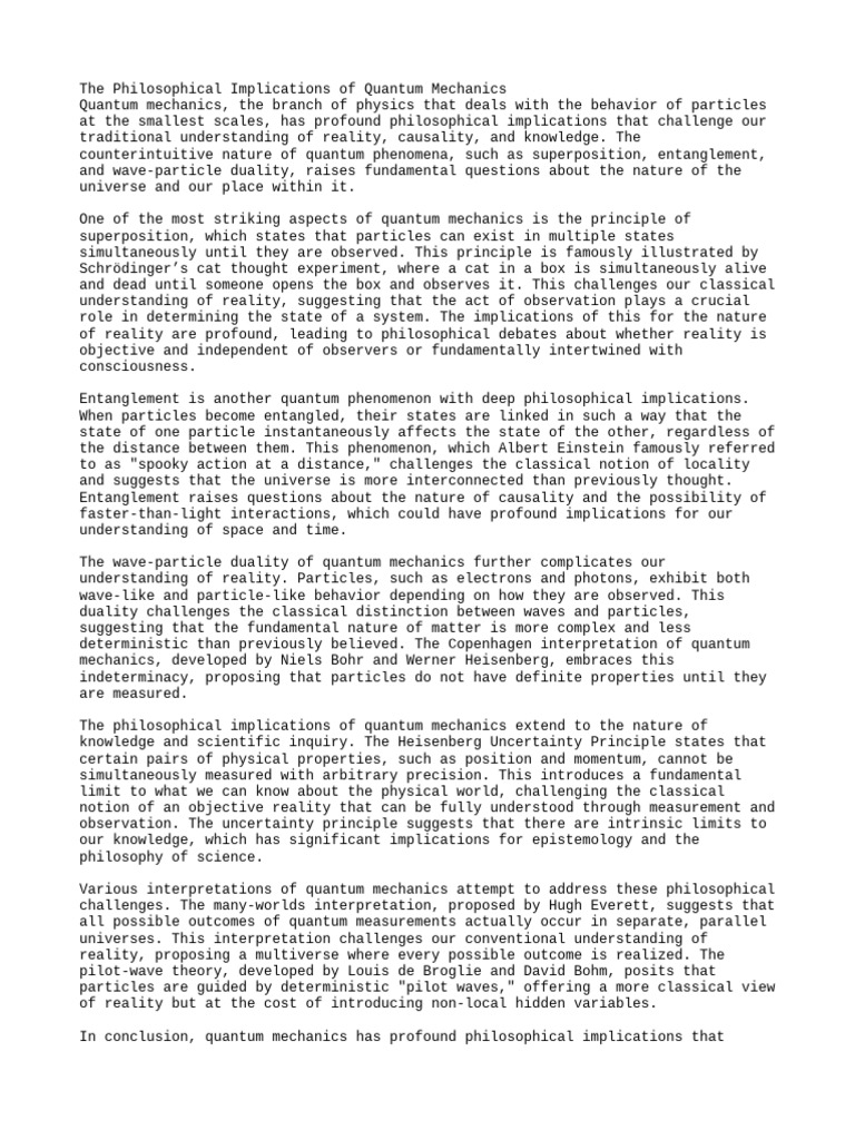 PHILOSOPHICAL IMPLICATIONS OF QUANTUM MECHANICS visual data 2