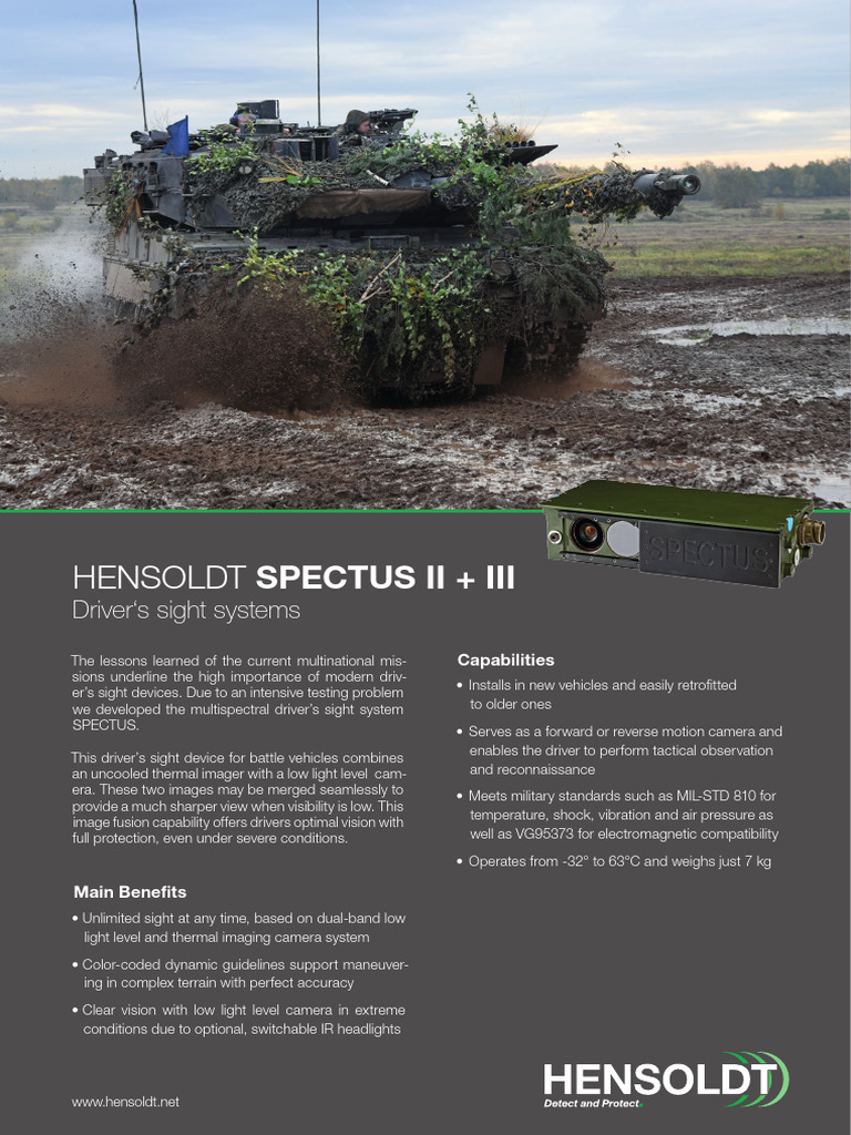 HENSOLDT SPECTUS II & III Driver's Sight Systems | PDF | Infrared | Camera
