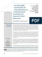 Does Meaningful Work Explains The Relationship Between Transformational Leadership and Innovative Work Behaviour?