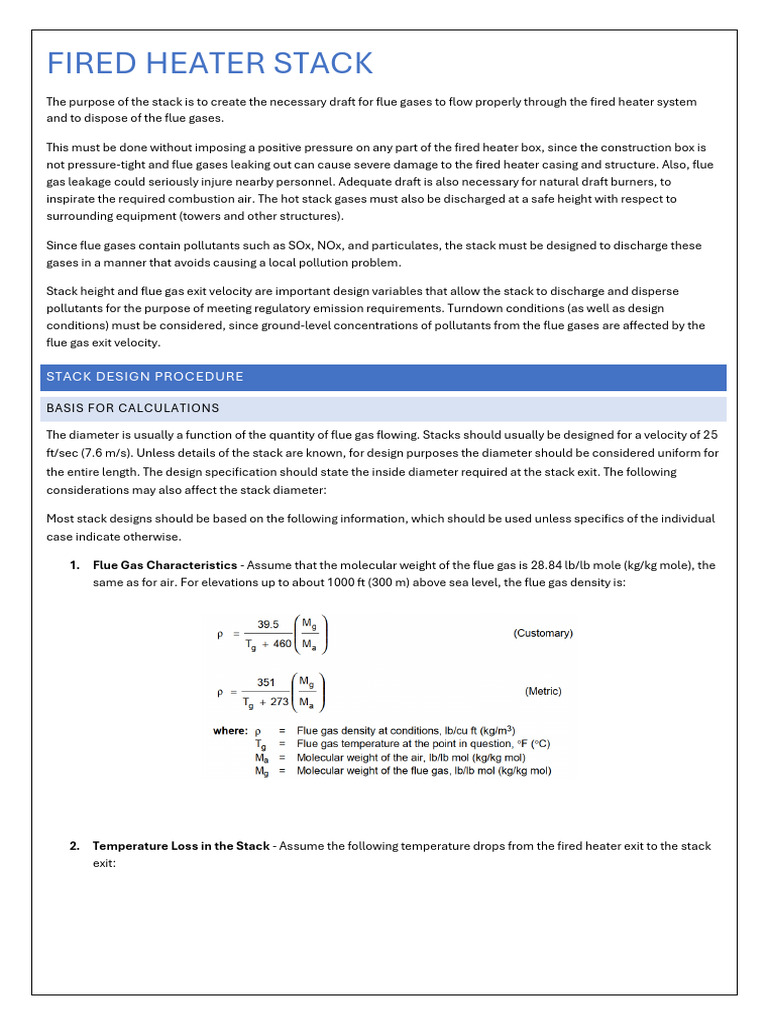 Fired Heater Stack Design Guidelines | PDF | Chimney | Pressure