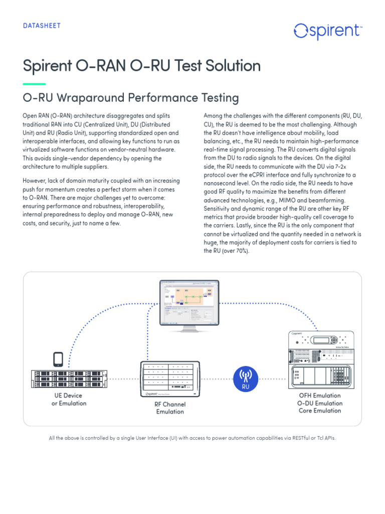 Datasheet_Spirent O-RAN O-RU Test Solution | PDF | Telecommunications ...