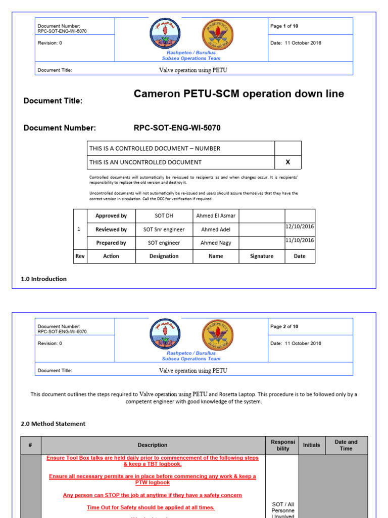 PETU Valve Operation Procedure | PDF | Manufactured Goods | Electrical ...