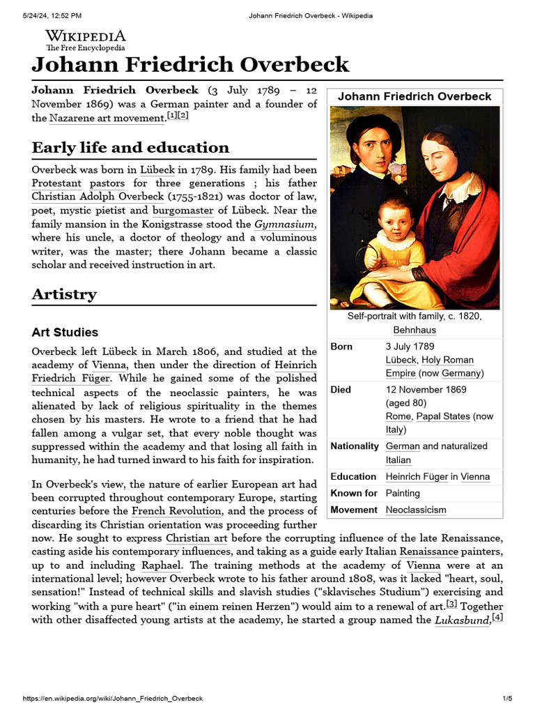Art and Faith: Overbeck's Journey | PDF