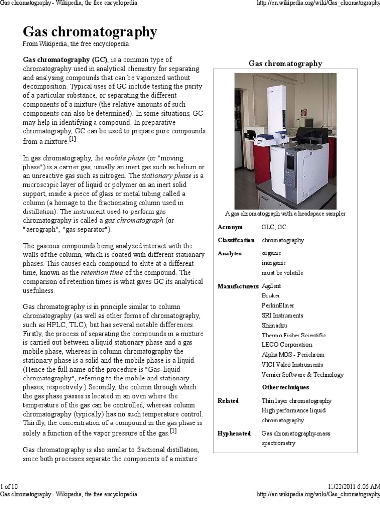Gas Chromatography Wikipedia, The Free Encyclopedia PDF Gas