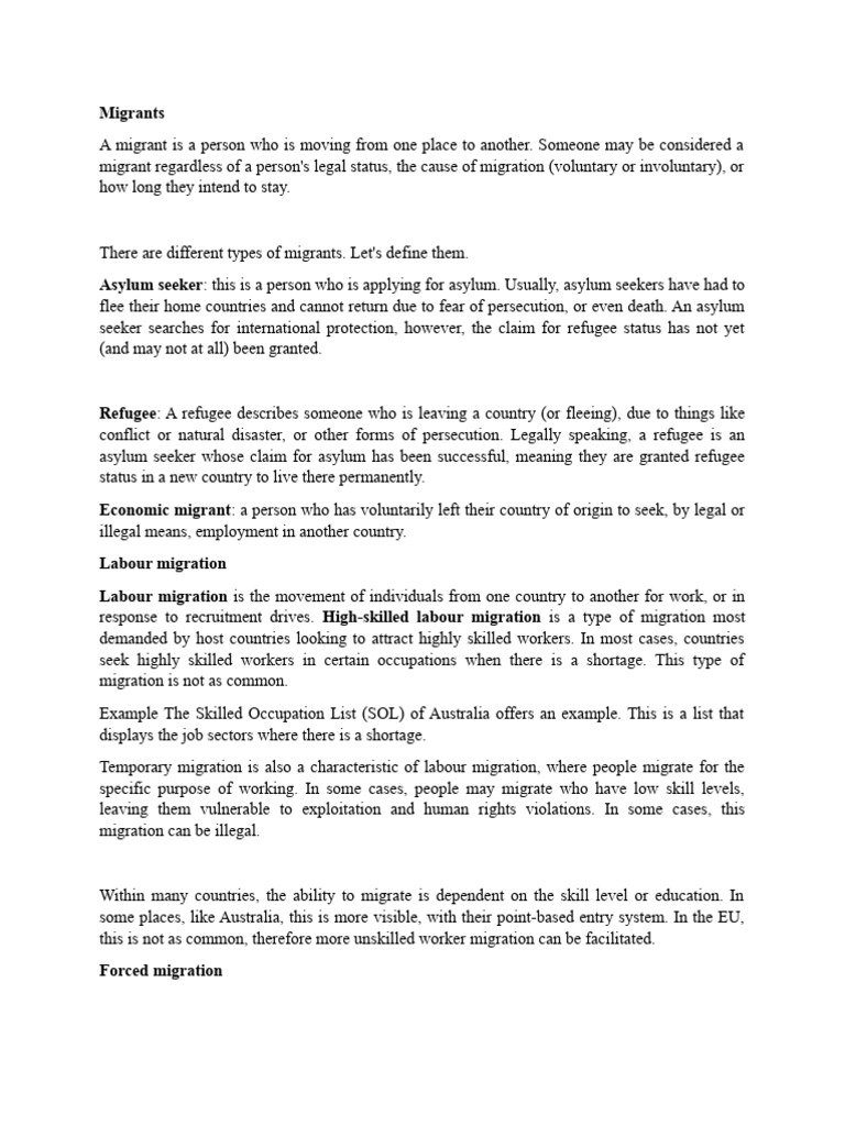 Migration Pdf Human Migration Refugee