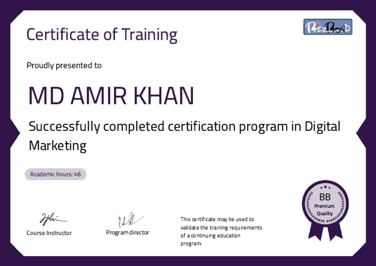 Digital Marketing Certificate PDF