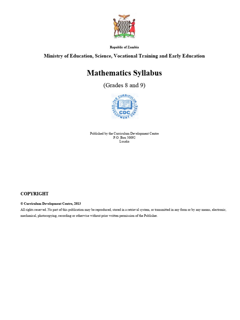 GRADE 8 AND 9 MATHEMATICS SYLLABUS visual data 7
