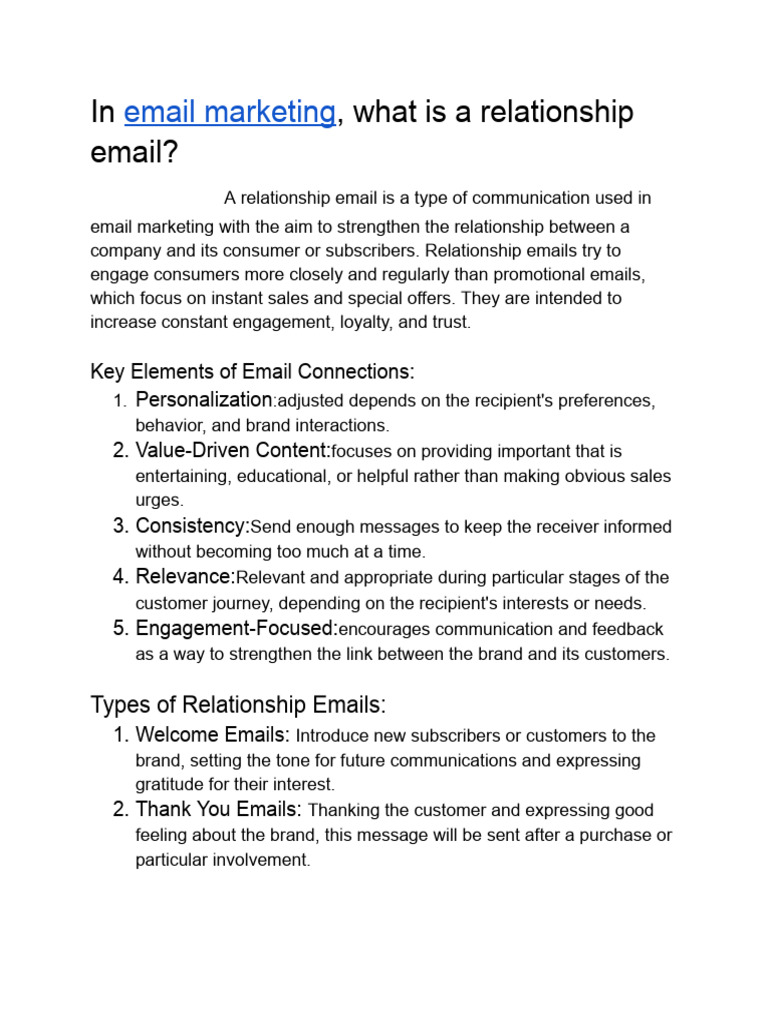 Understanding Relationship Emails in Marketing | PDF | Brand | Customer ...