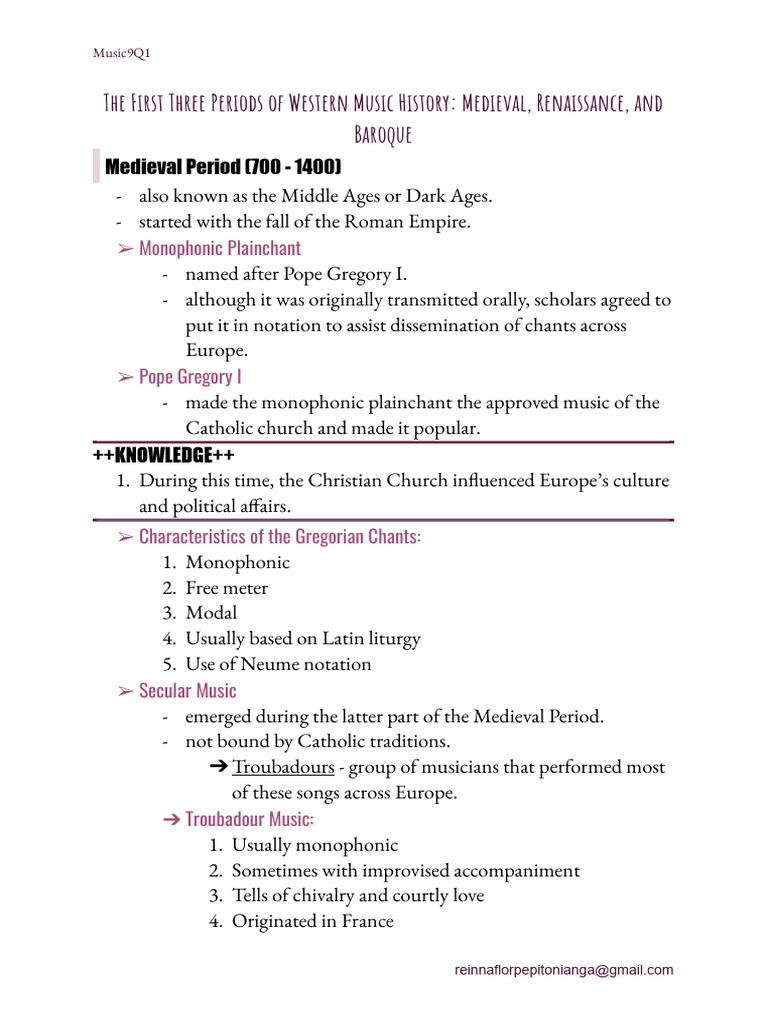 Music Grade 9 Quarter 1 Notes | PDF | Johann Sebastian Bach | Concerto
