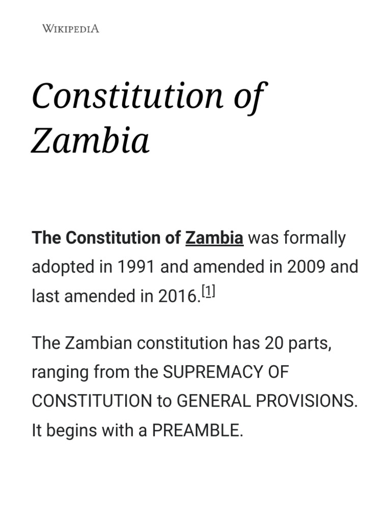 Constitution Of Zambia No.2 Of 2016 Pdf